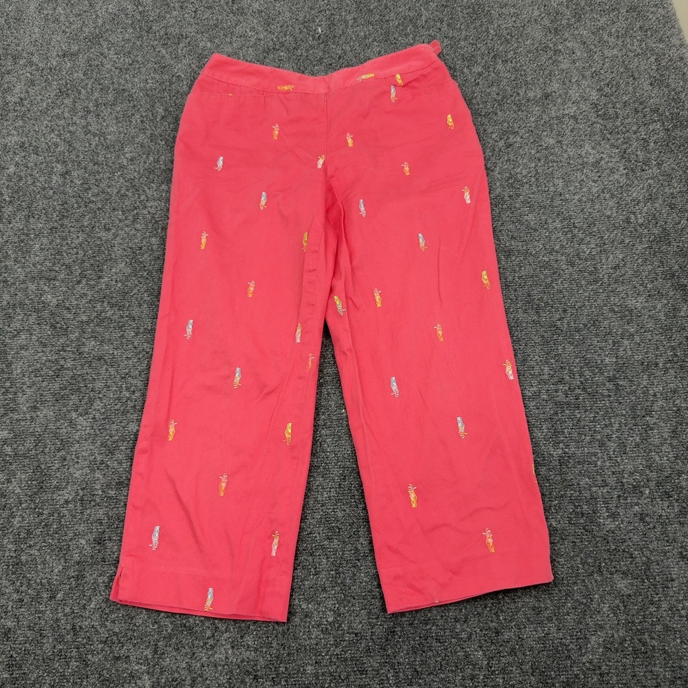 Lizgolf Pants Womens 4 Pink Cotton Embroidered Golf Bag Crop Capri Preppy Sporty